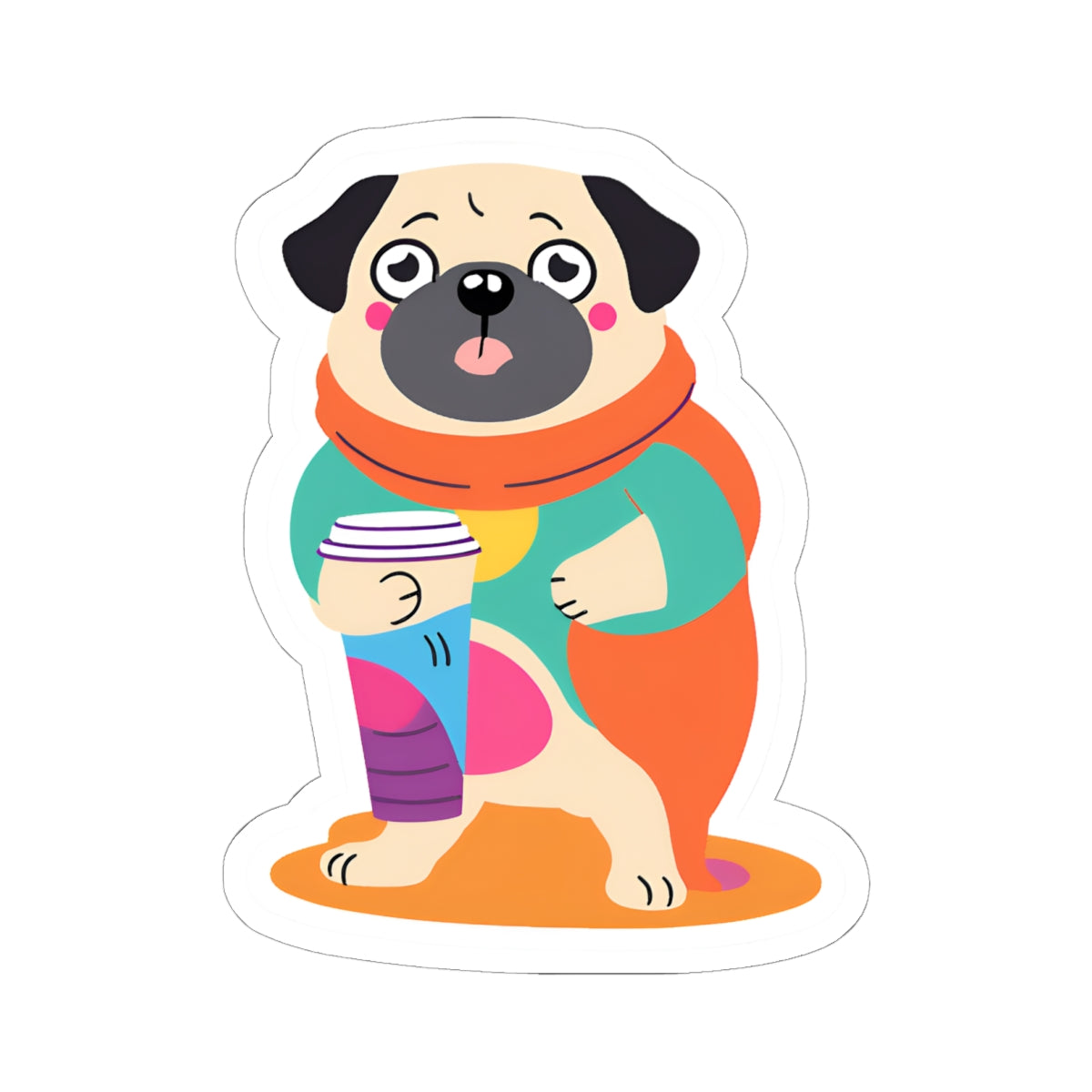 Cute Pug Kiss-Cut Sticker