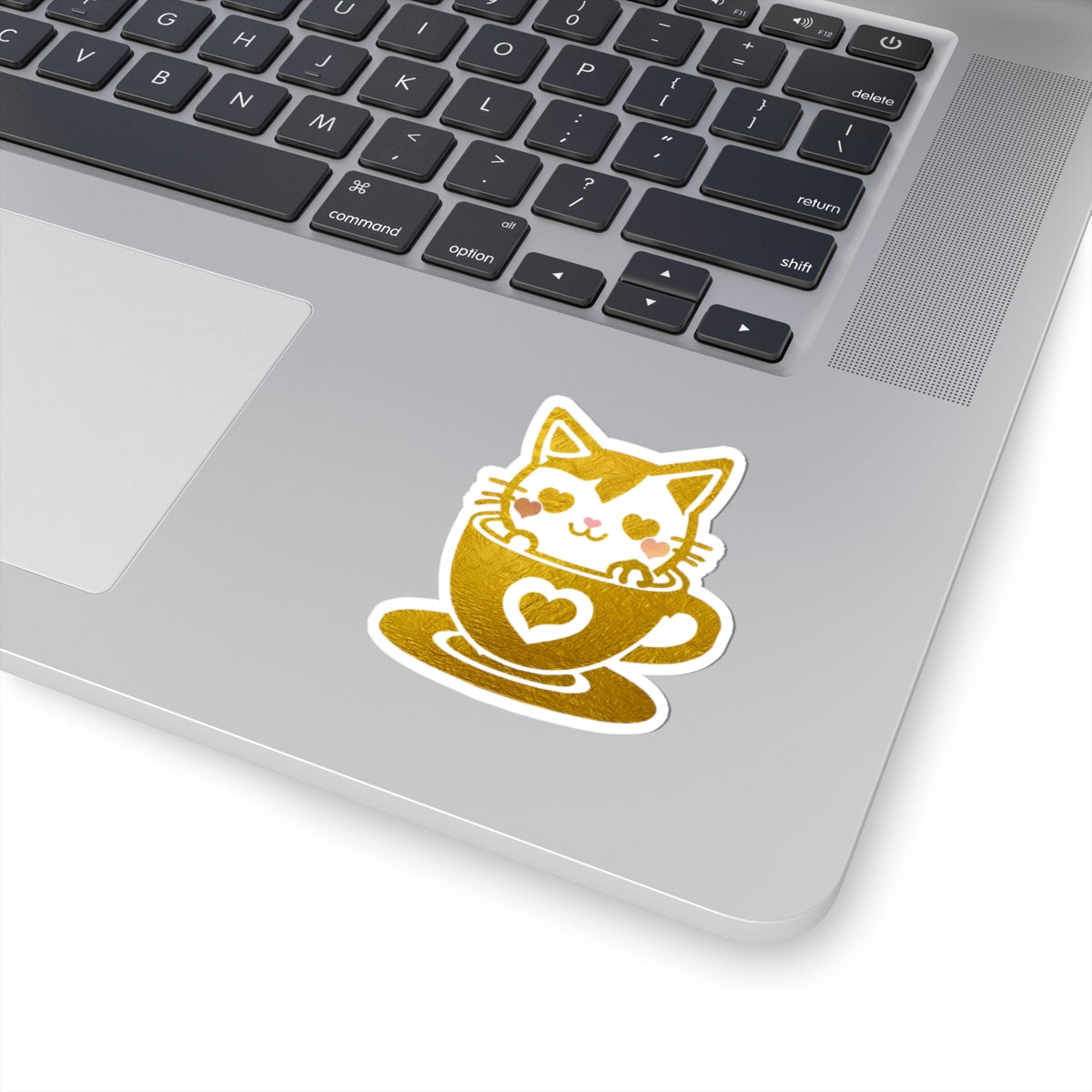 Gold Foil Cat Cup Sticker