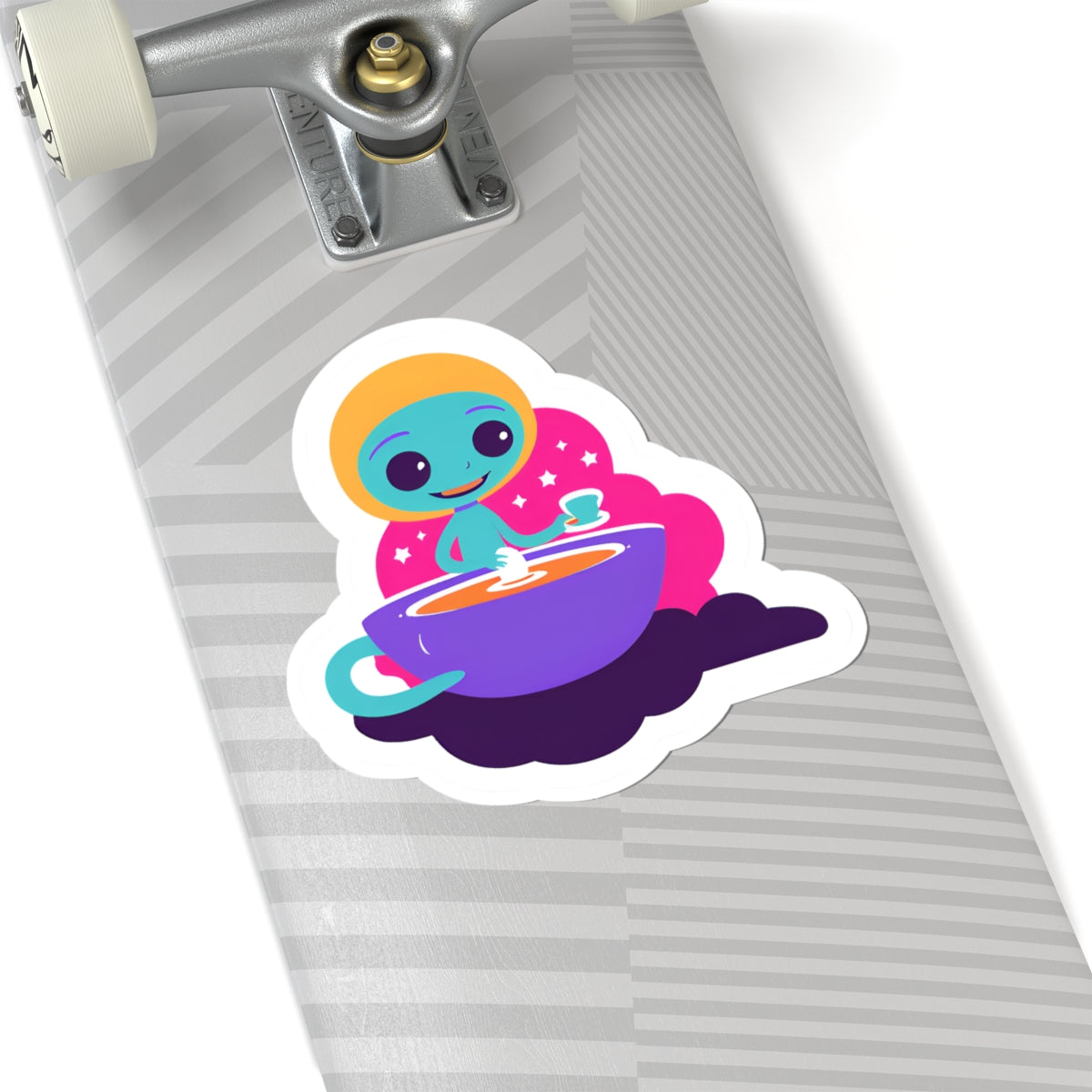 Whimsical Alien Baking Kiss-Cut Sticker