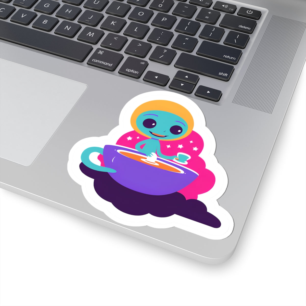 Whimsical Alien Baking Kiss-Cut Sticker