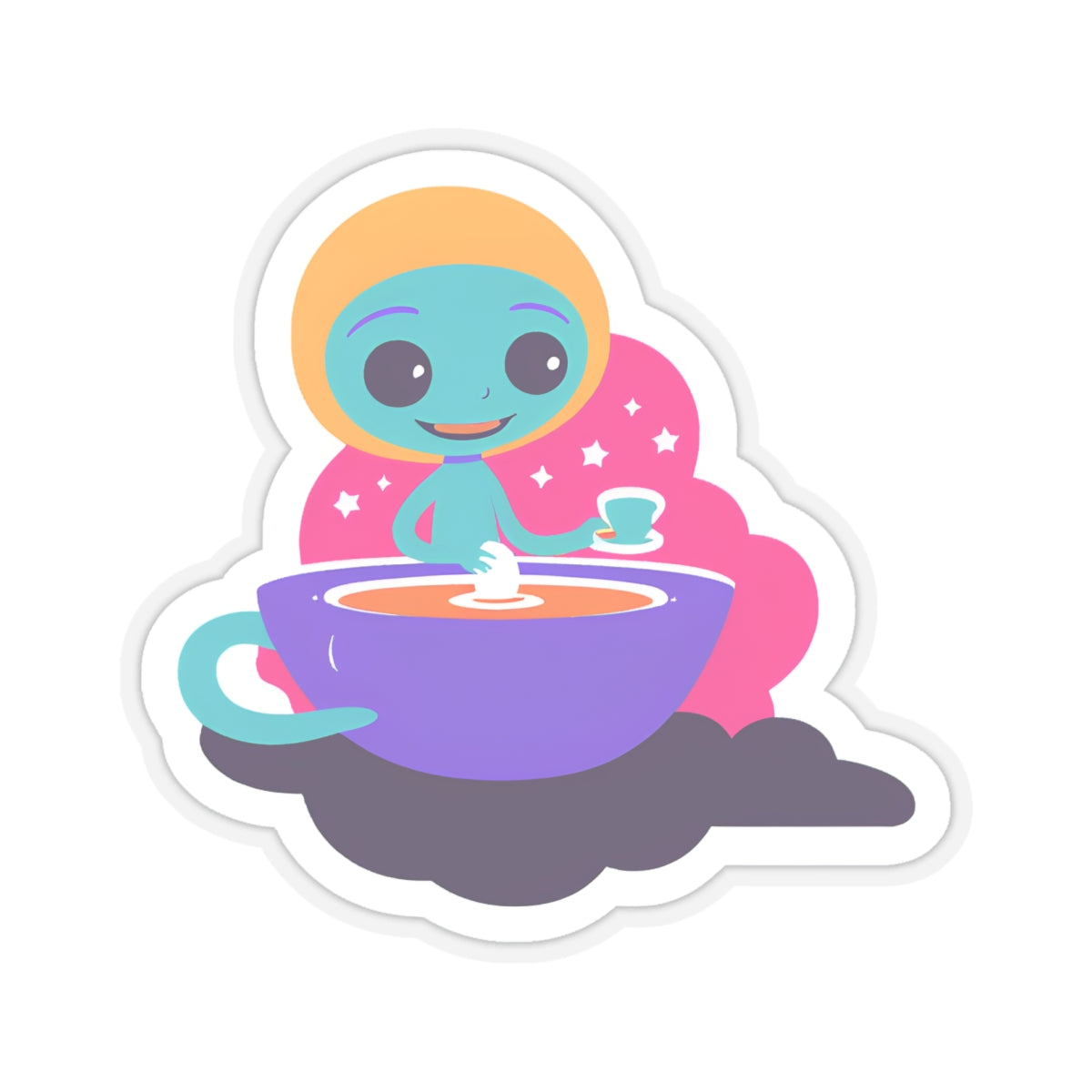 Whimsical Alien Baking Kiss-Cut Sticker