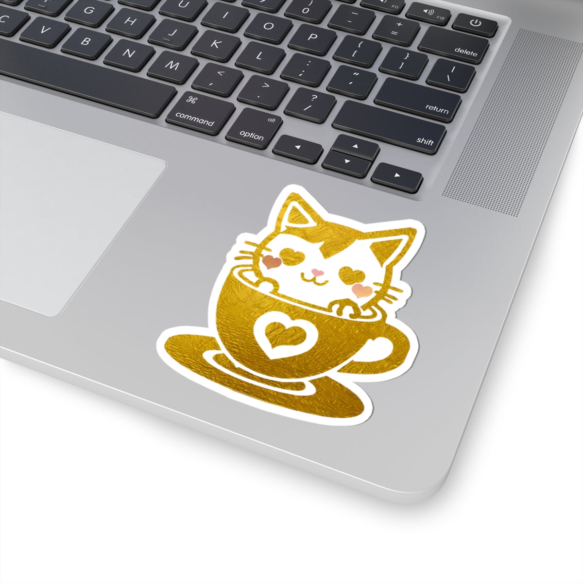 Gold Foil Cat Cup Sticker