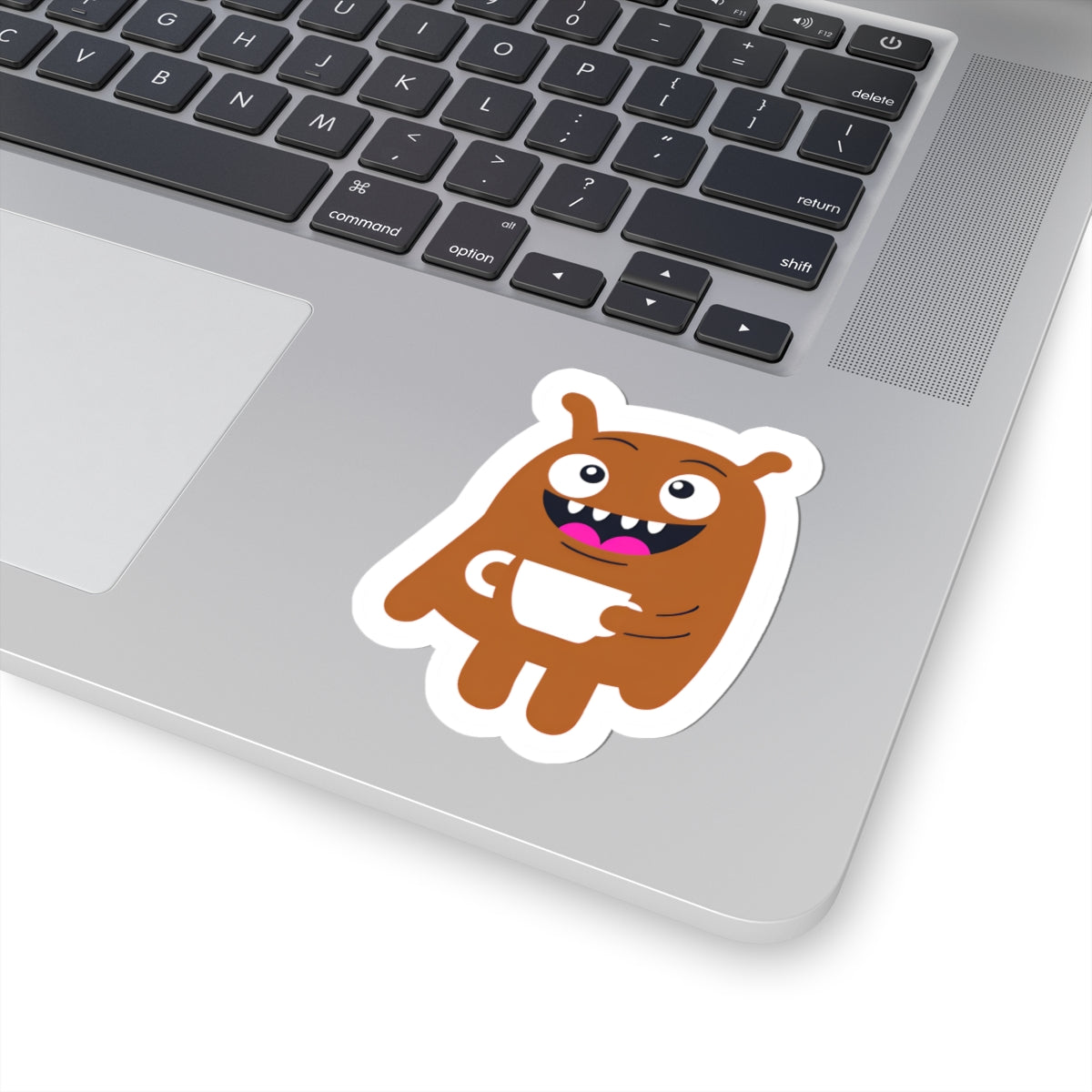 Cute Monster Coffee Mug Kiss-Cut Sticker