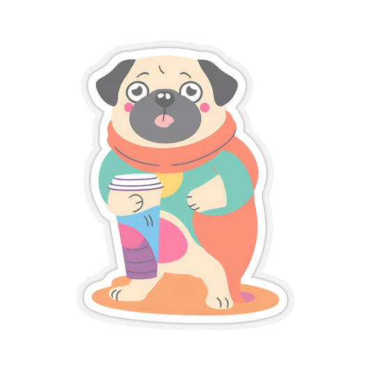 Cute Pug Kiss-Cut Sticker