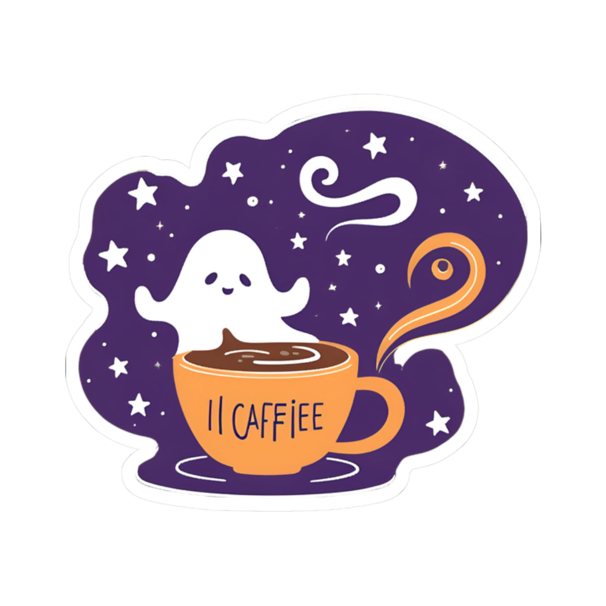 Ghost Coffee Kiss-Cut Sticker