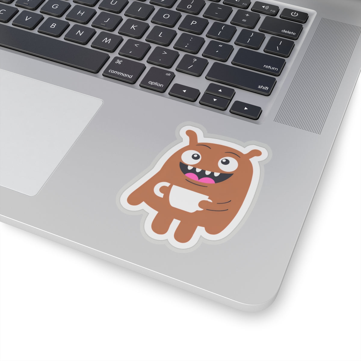 Cute Monster Coffee Mug Kiss-Cut Sticker