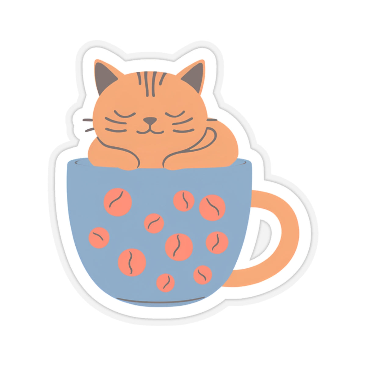 Pegatina troquelada para taza con forma de gato acogedor