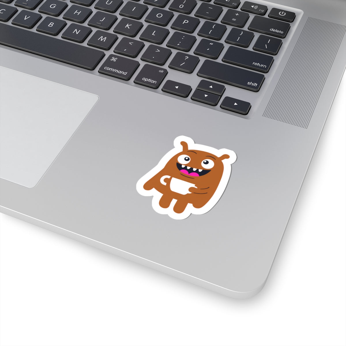 Cute Monster Coffee Mug Kiss-Cut Sticker