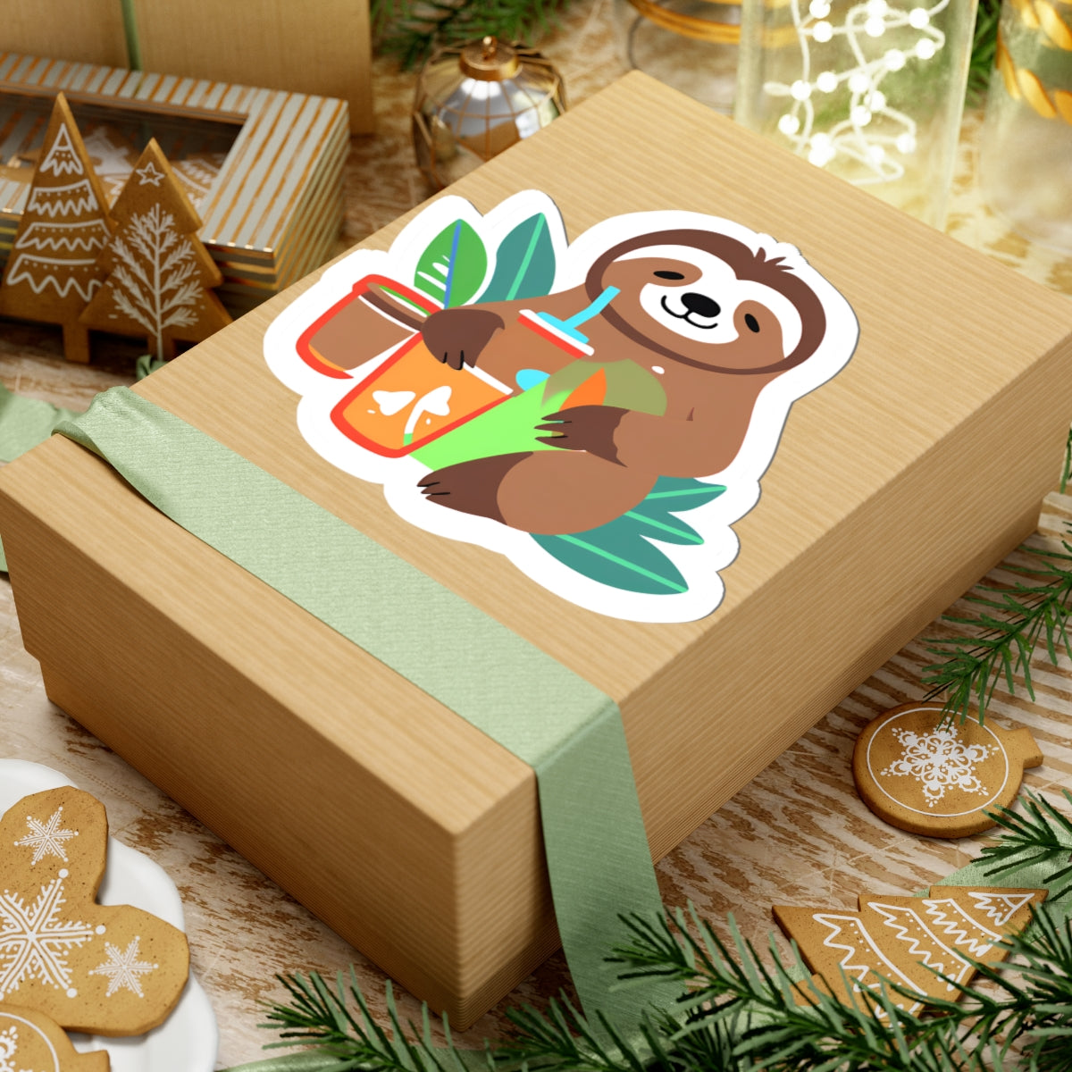 Cute Sloth Kiss-Cut Sticker