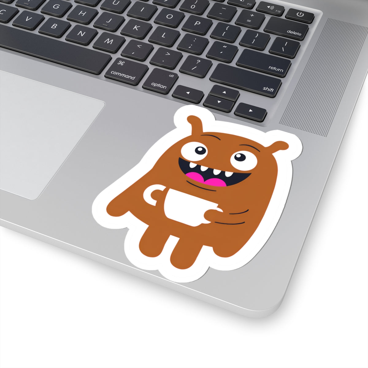 Cute Monster Coffee Mug Kiss-Cut Sticker