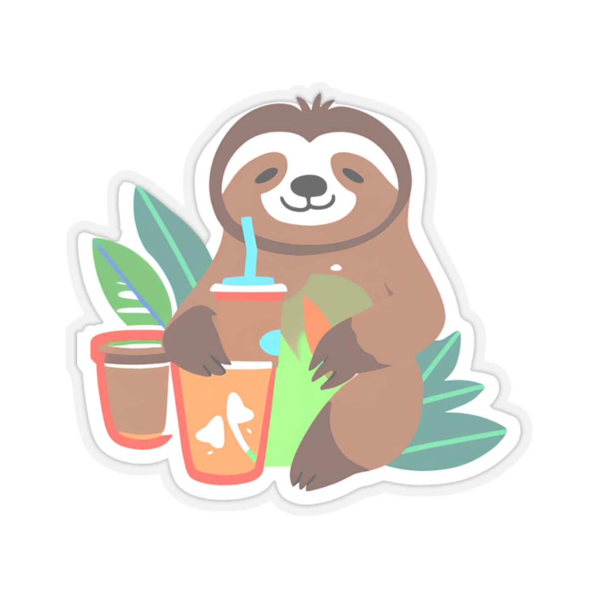 Cute Sloth Kiss-Cut Sticker