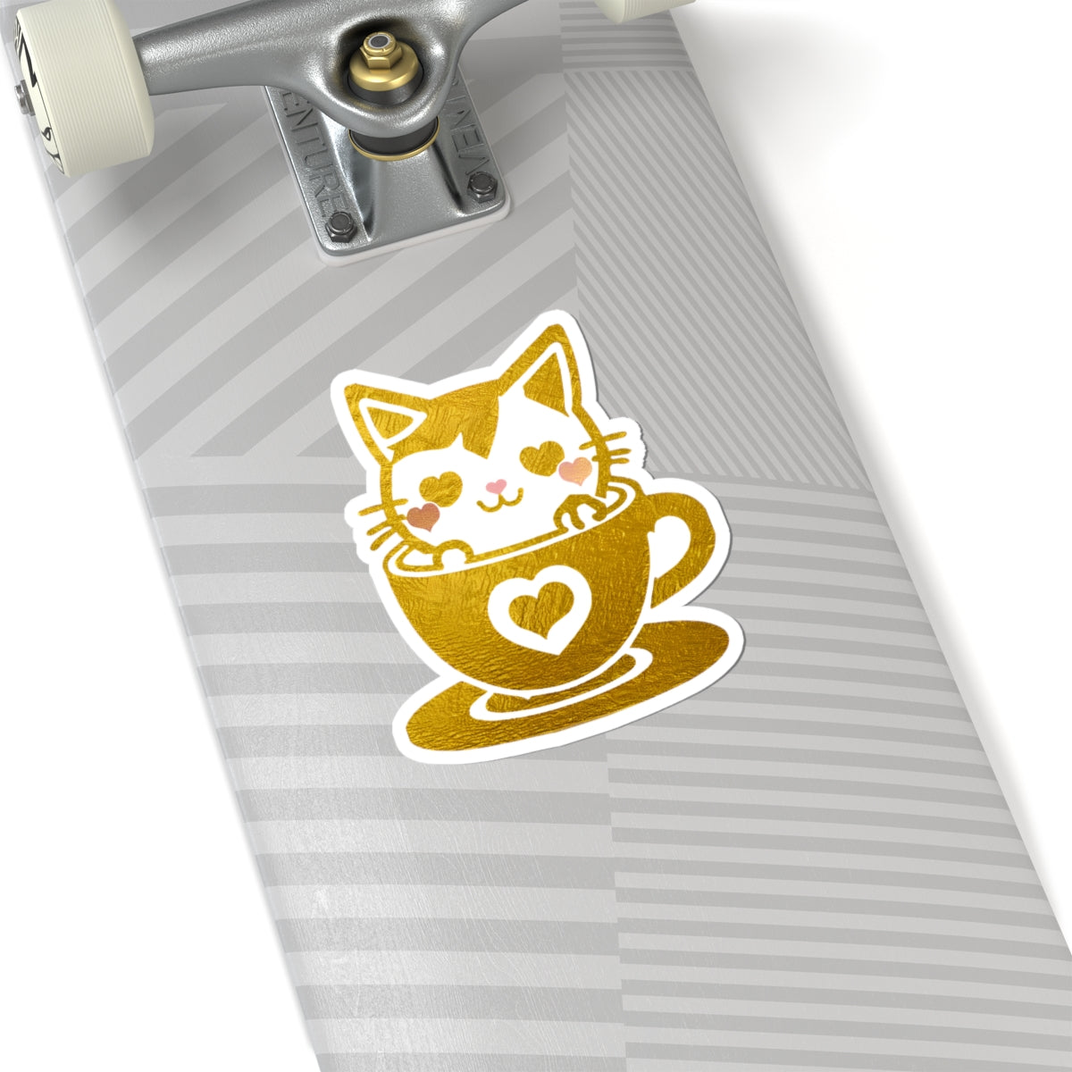 Gold Foil Cat Cup Sticker