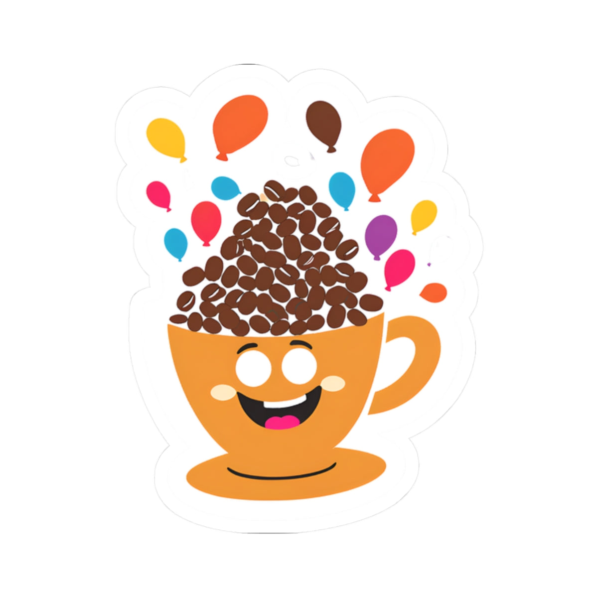 Cheerful Coffee Cup Kiss-Cut Sticker