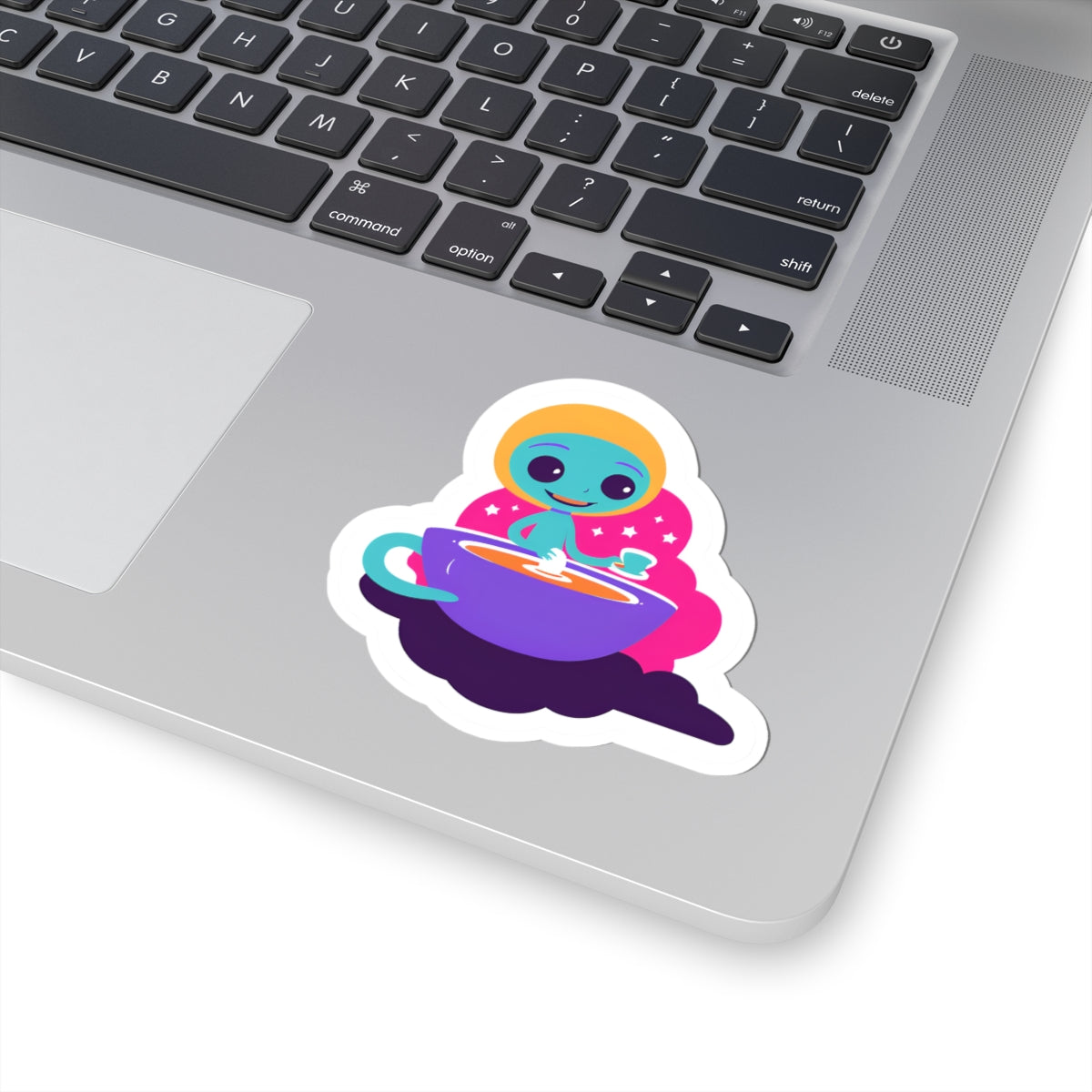 Whimsical Alien Baking Kiss-Cut Sticker