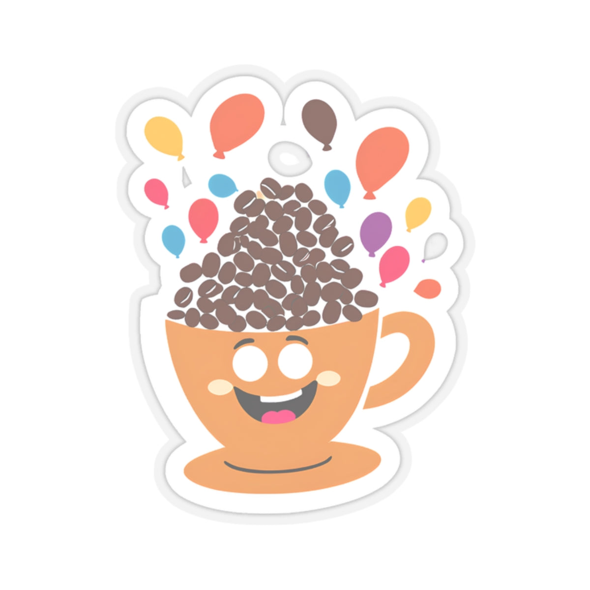 Cheerful Coffee Cup Kiss-Cut Sticker