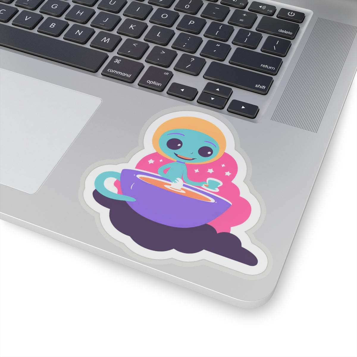 Whimsical Alien Baking Kiss-Cut Sticker