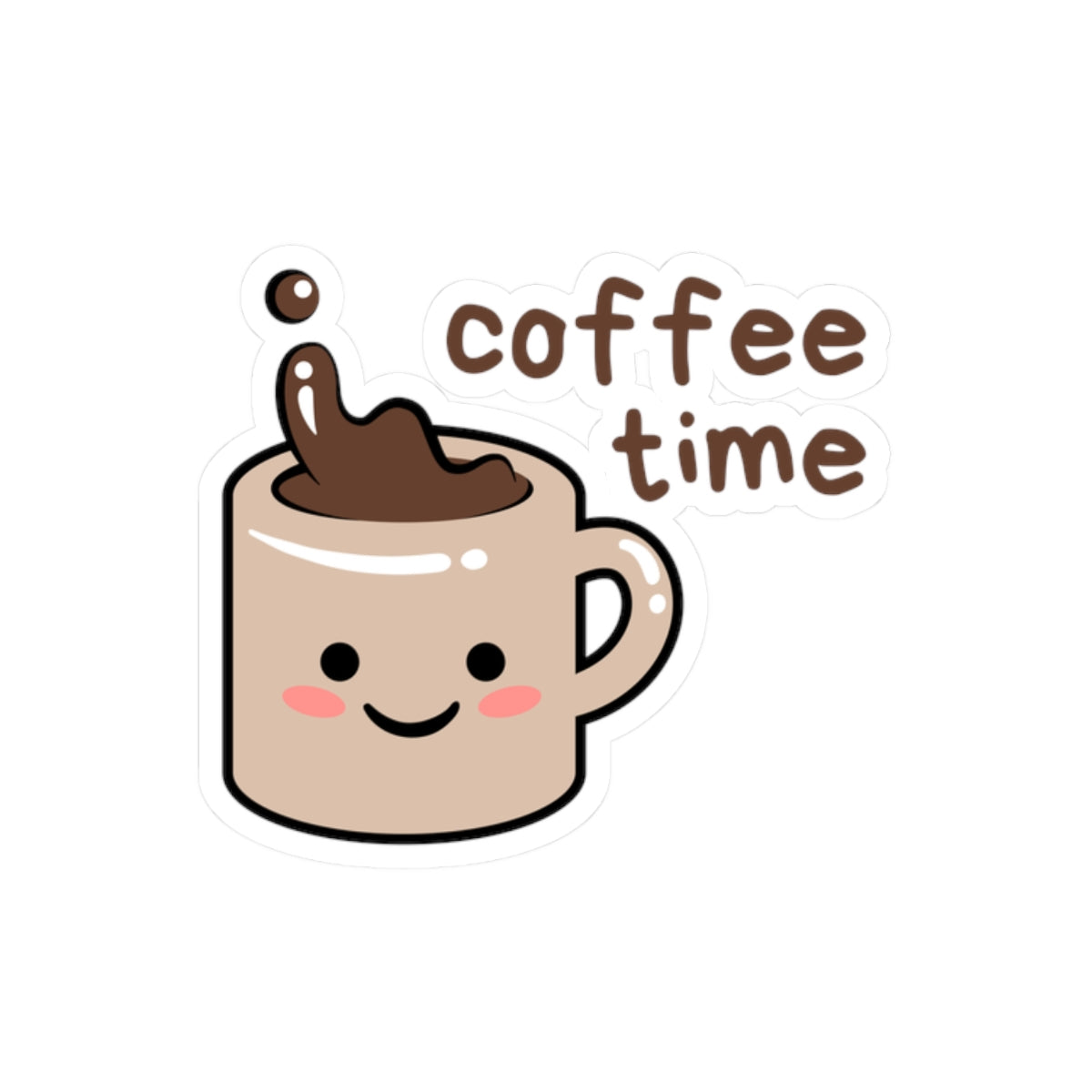 Cute Mug 'Coffee Time' Kiss-Cut Sticker