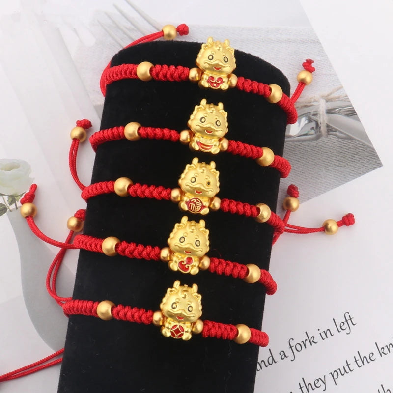 Dragon’s Fortune Bracelet: 2024 Red Lucky Rope – Chinese Zodiac Amulet for Women (Friendship & Luck)