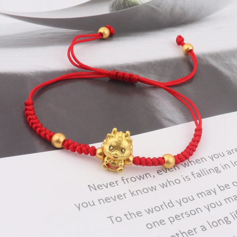 Dragon’s Fortune Bracelet: 2024 Red Lucky Rope – Chinese Zodiac Amulet for Women (Friendship & Luck)