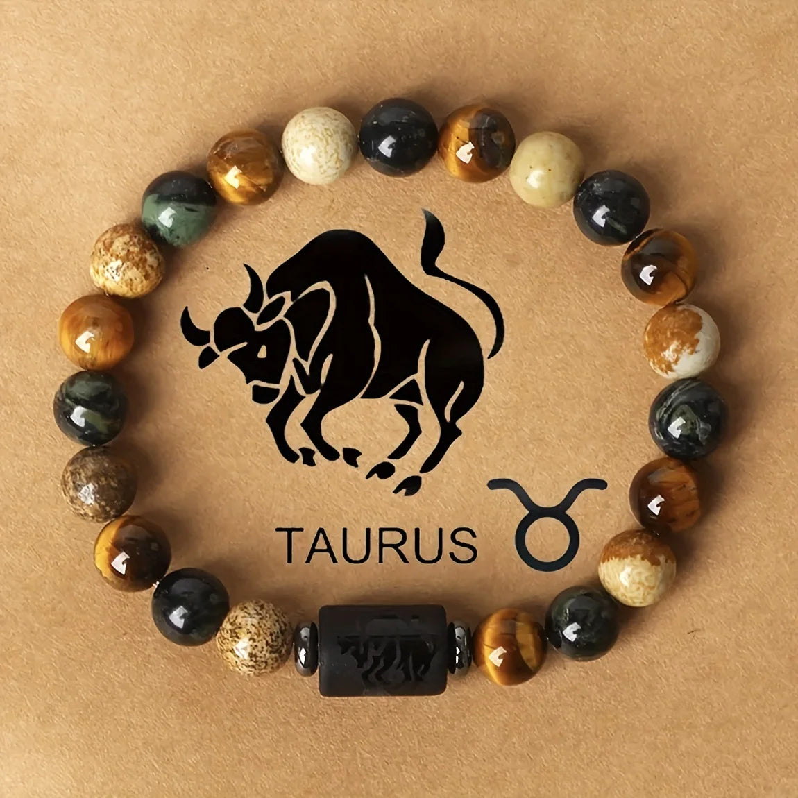 Tiger Eye Zodiac Bracelet: Natural Stone Beads for Men & Women – Aries, Taurus, Virgo Grounding Energy