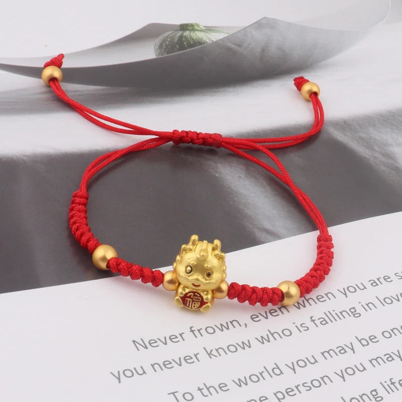 Dragon’s Fortune Bracelet: 2024 Red Lucky Rope – Chinese Zodiac Amulet for Women (Friendship & Luck)