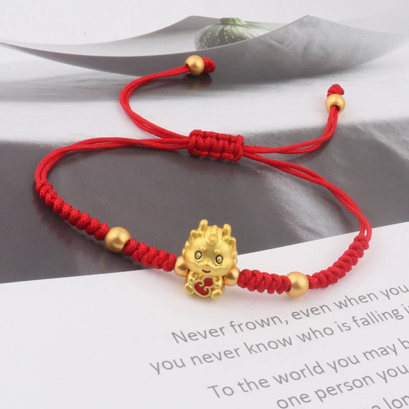 Dragon’s Fortune Bracelet: 2024 Red Lucky Rope – Chinese Zodiac Amulet for Women (Friendship & Luck)