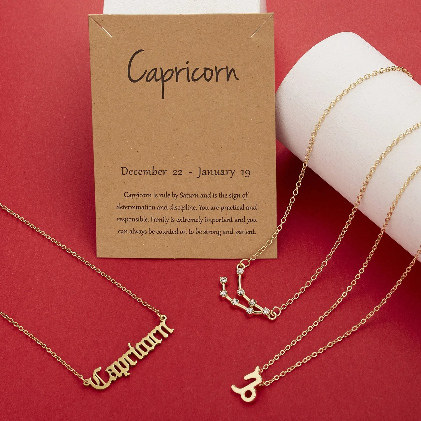 Celestial Trio Necklace Set: 3 Zodiac Pendant Chains for Women – Constellation Choker & Gift Card