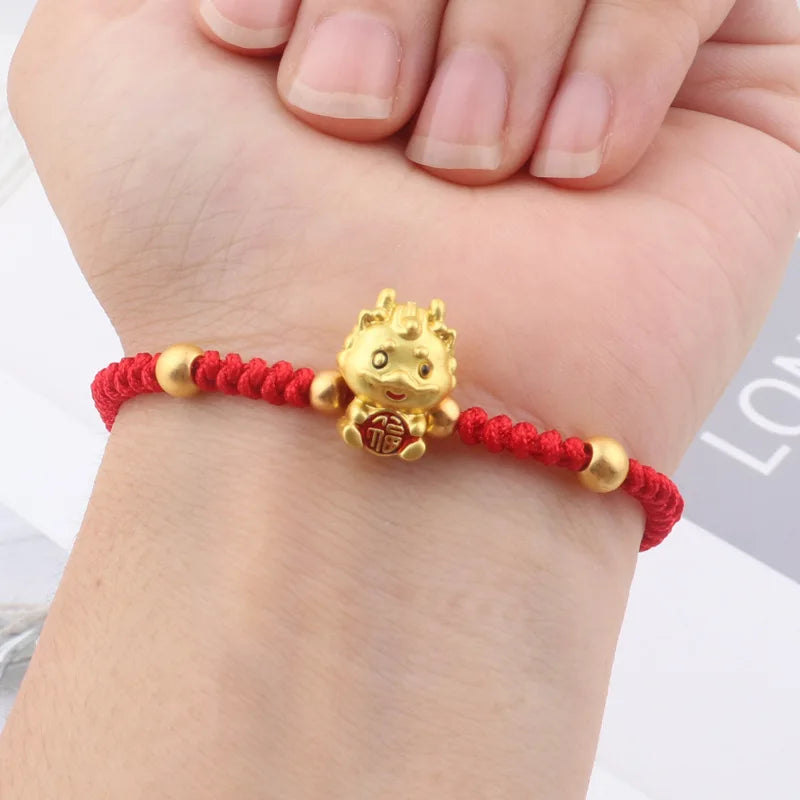 Dragon’s Fortune Bracelet: 2024 Red Lucky Rope – Chinese Zodiac Amulet for Women (Friendship & Luck)