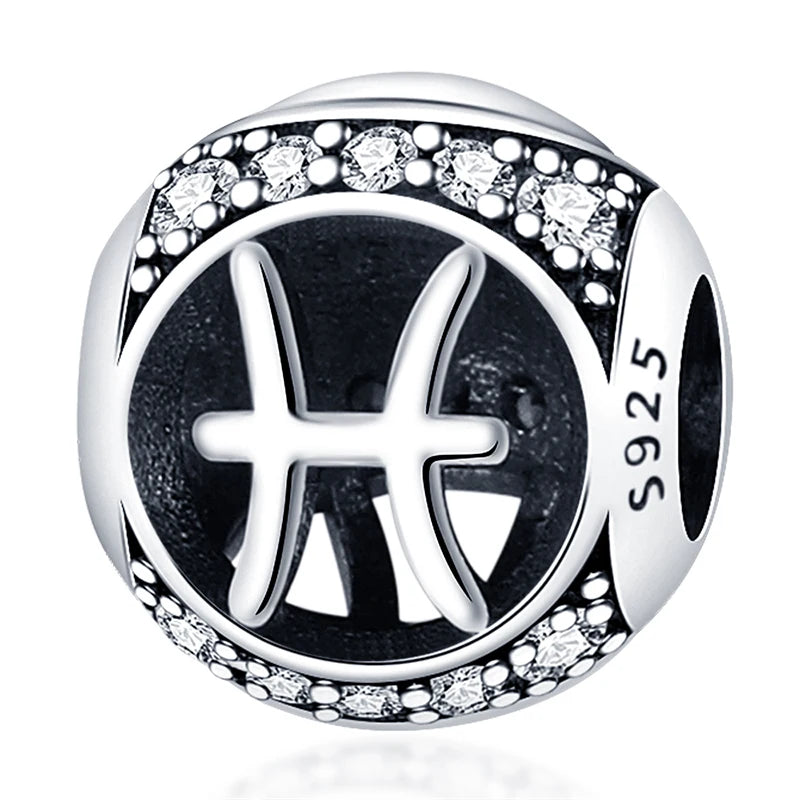 AstroCharm Zodiac Beads: Pandora-Compatible 925 Sterling Silver Constellation Charms for Bracelets