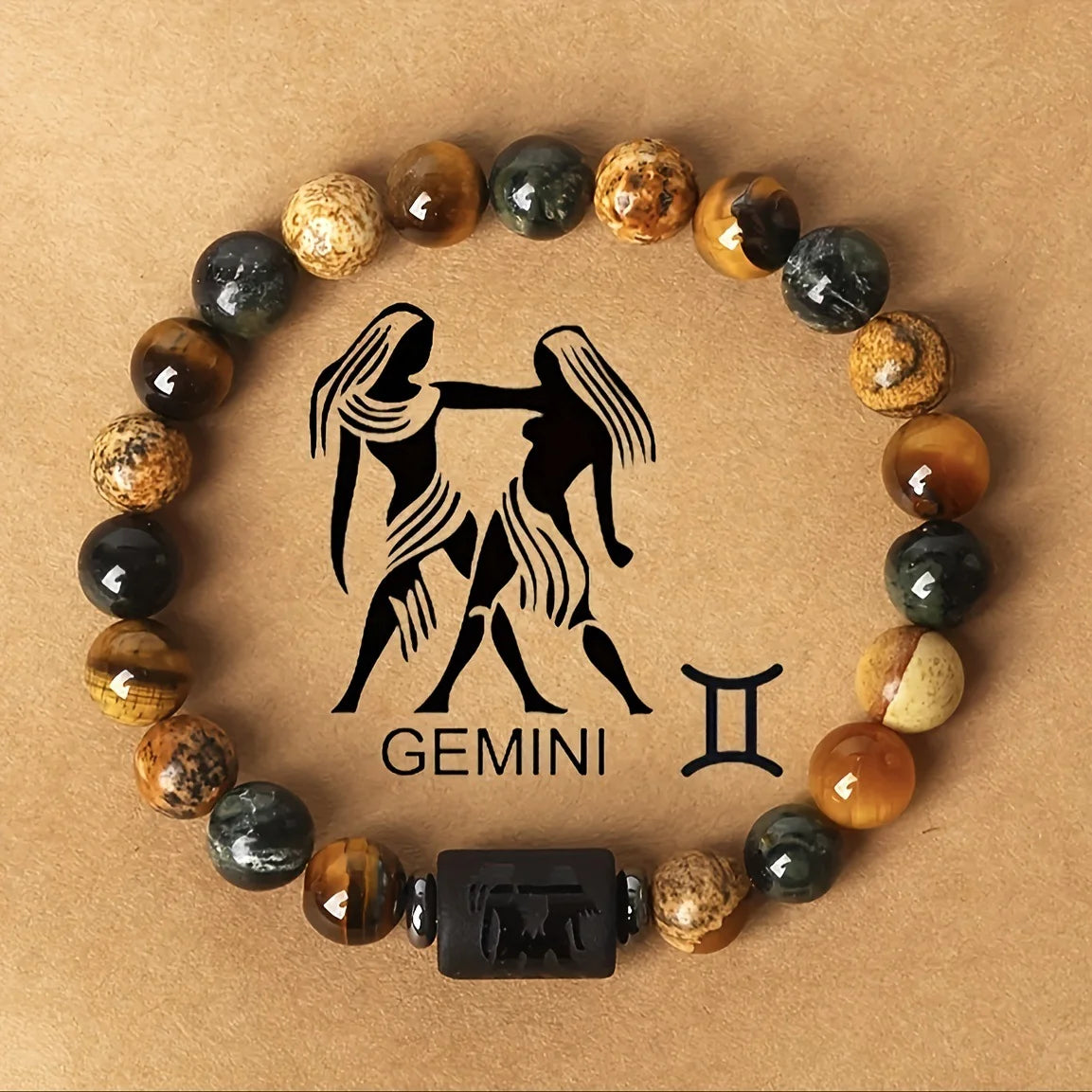 Tiger Eye Zodiac Bracelet: Natural Stone Beads for Men & Women – Aries, Taurus, Virgo Grounding Energy