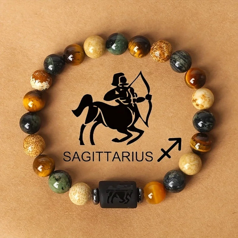 Tiger Eye Zodiac Bracelet: Natural Stone Beads for Men & Women – Aries, Taurus, Virgo Grounding Energy