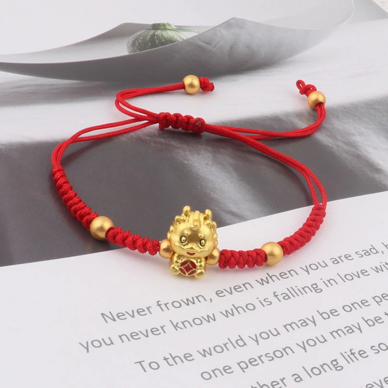 Dragon’s Fortune Bracelet: 2024 Red Lucky Rope – Chinese Zodiac Amulet for Women (Friendship & Luck)