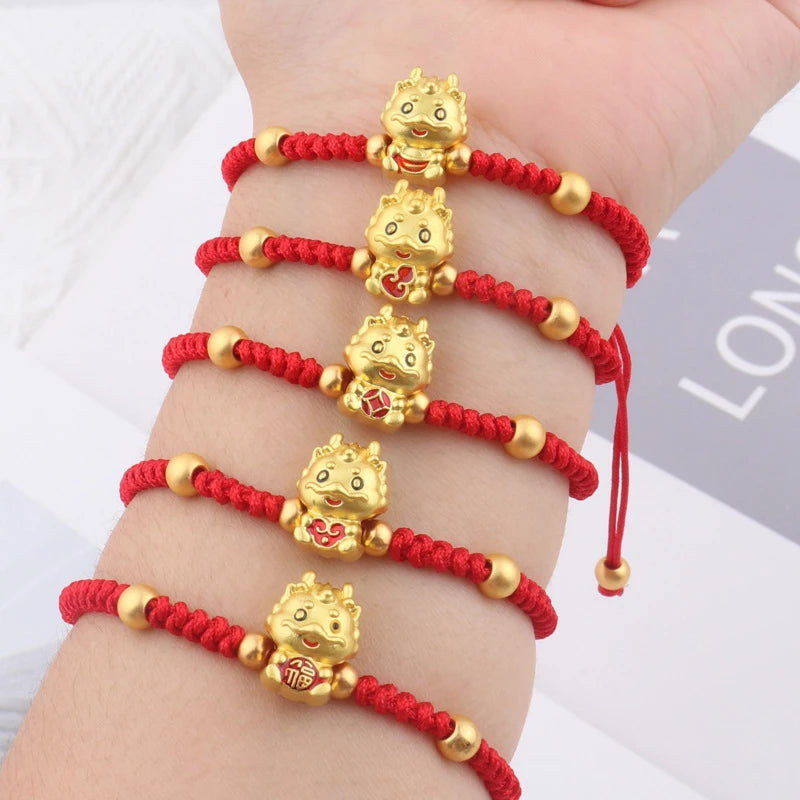 Dragon’s Fortune Bracelet: 2024 Red Lucky Rope – Chinese Zodiac Amulet for Women (Friendship & Luck)